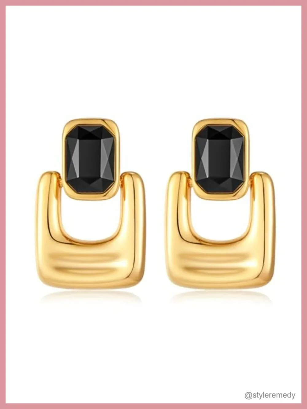 Chunky Gold Dangle Earrings Geometric Square Drop Statement Jewelry